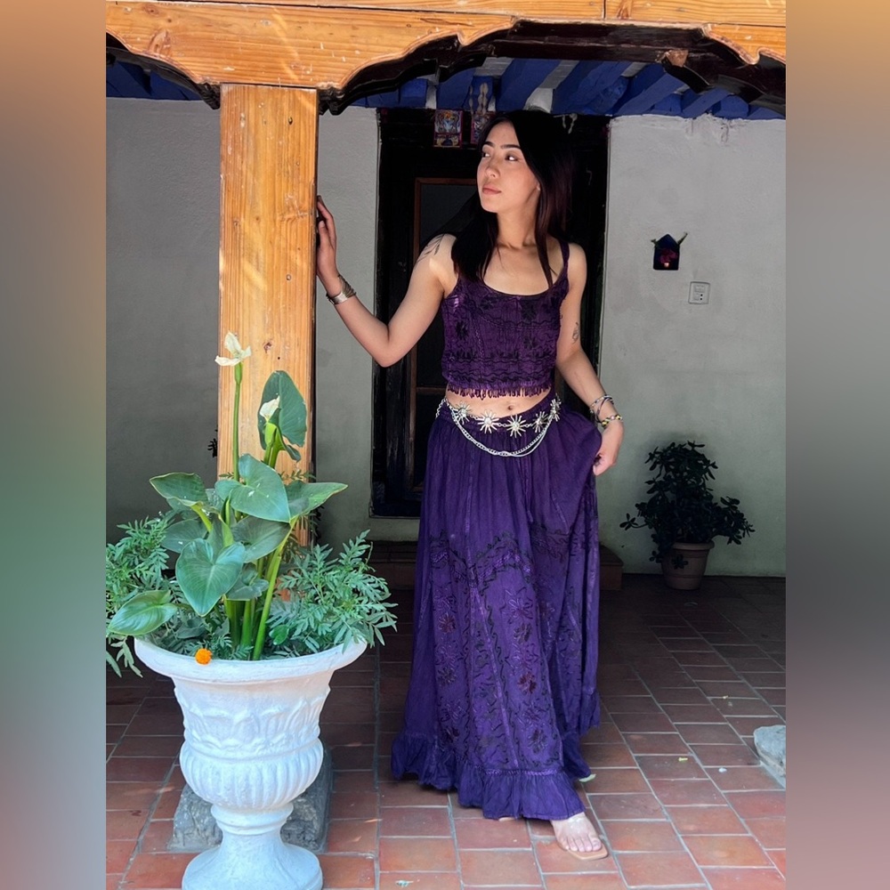 Vintage Vibe Purple Skirt and Top Set